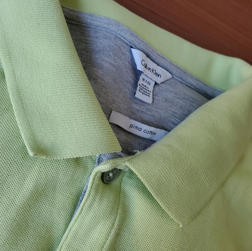 Calvin Klein mens lime green polo shirt